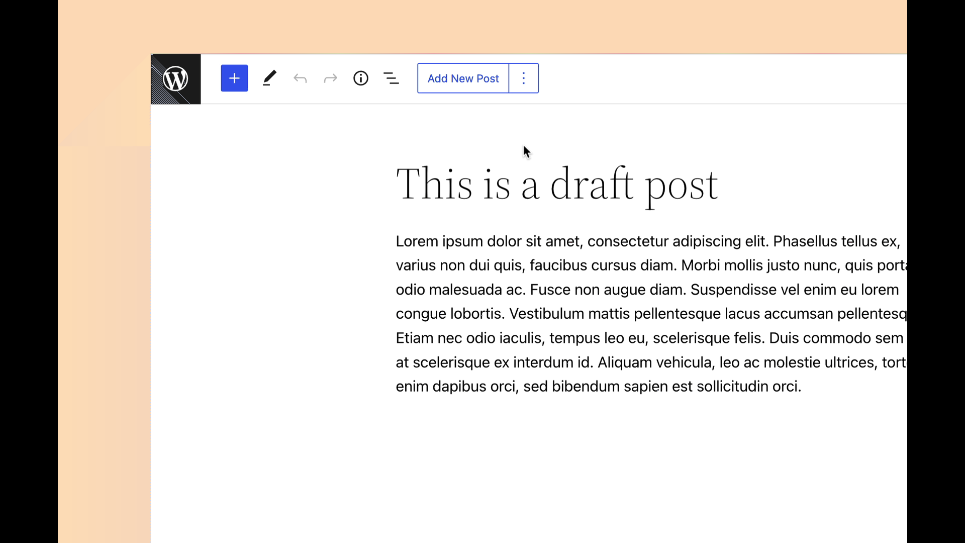 Demonstrating how to duplicate a post from the QuickPost button in the Block Editor toolbar